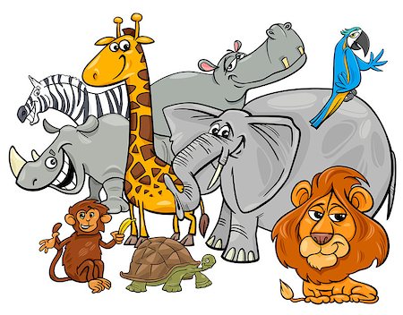 simsearch:400-04242031,k - Cartoon Illustration of Safari Wild Animal Characters Group Stock Photo - Budget Royalty-Free & Subscription, Code: 400-09000499