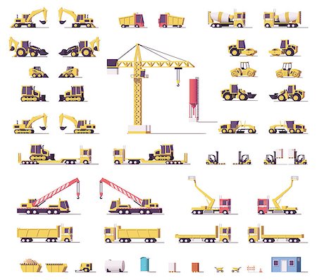 simsearch:400-04274028,k - Vector low poly construction machinery set Stock Photo - Budget Royalty-Free & Subscription, Code: 400-09000776