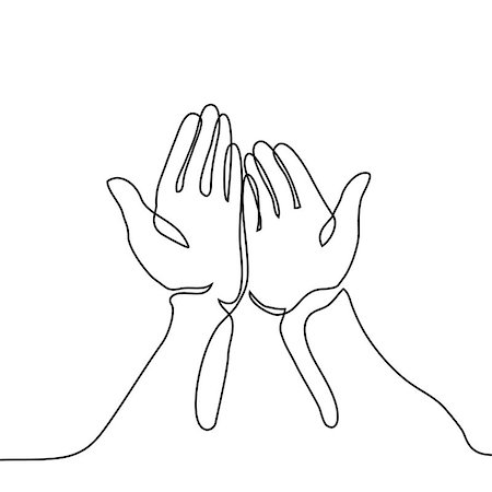 Hands palms together. Continuous line drawing. Vector illustration Stock Photo - Budget Royalty-Free & Subscription, Code: 400-09001674