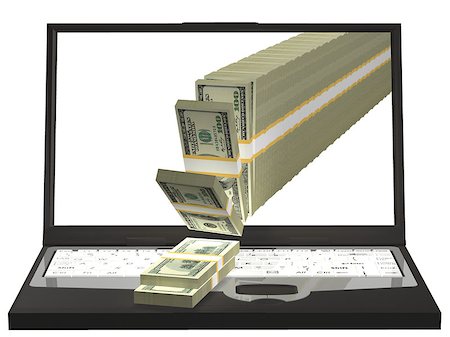 simsearch:700-05452103,k - Money pouring out from a notebook computer 3D illustration Stock Photo - Budget Royalty-Free & Subscription, Code: 400-09010095