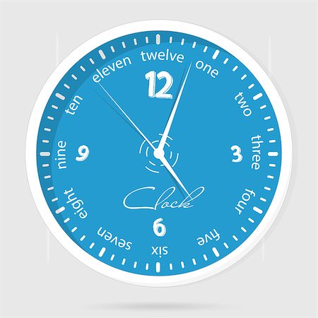 simsearch:400-07977470,k - Wall clocks face on white background. Blue dial plate. Stock Photo - Budget Royalty-Free & Subscription, Code: 400-09011068