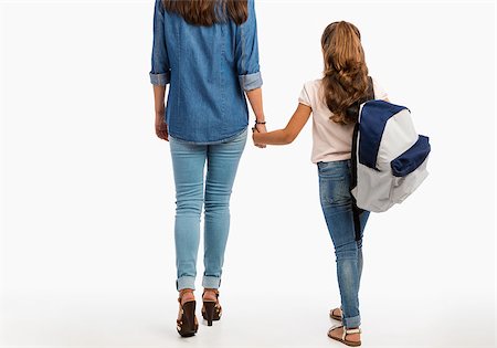 simsearch:695-03381153,k - Mother and her little daughter walking together going to school Stock Photo - Budget Royalty-Free & Subscription, Code: 400-09011170