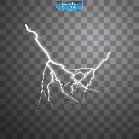 simsearch:400-04256241,k - Set of lightnings. Thunder-storm and lightnings. Magic and bright lighting effects. Vector Illustration Stock Photo - Budget Royalty-Free & Subscription, Code: 400-09011504