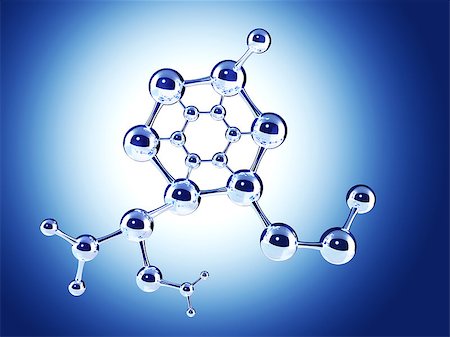 simsearch:400-08413057,k - Abstract molecular structure with glass material. On blue background. 3d render Stock Photo - Budget Royalty-Free & Subscription, Code: 400-09029863