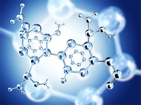 simsearch:400-08413057,k - Abstract molecular structure with glass material. On blue background. 3d render Stock Photo - Budget Royalty-Free & Subscription, Code: 400-09030076