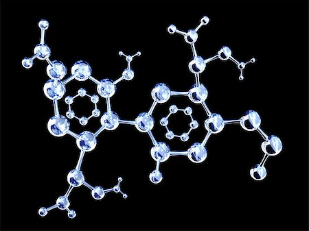 simsearch:400-08413057,k - Abstract molecular structure with glass material. Isolated on black background. 3d render Stock Photo - Budget Royalty-Free & Subscription, Code: 400-09030219