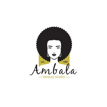 simsearch:400-05927920,k - Beauty studio and spa salon logo. Woman's head logotype. African style  vector barbershop logo. Foto de stock - Super Valor sin royalties y Suscripción, Código: 400-09030418