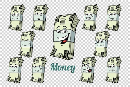 simsearch:400-04790516,k - one hundred dollars cash packing emotions characters collection set. Isolated neutral background. Retro comic book style cartoon pop art vector illustration Stock Photo - Budget Royalty-Free & Subscription, Code: 400-09030508