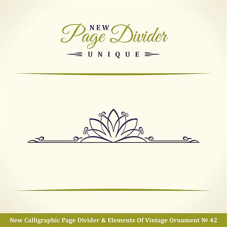 simsearch:400-07103208,k - New Calligraphic Page Divider and Element of vintage ornament. Elements for retro logo and vector crest, decorative border line. Pistachio royal border book Stock Photo - Budget Royalty-Free & Subscription, Code: 400-09031267