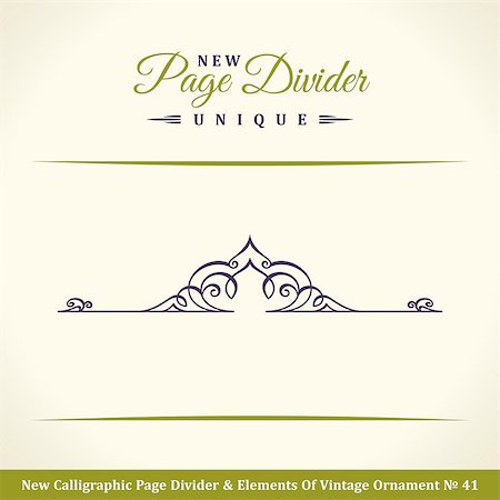 simsearch:400-07103208,k - New Calligraphic Page Divider and Element of vintage ornament. Elements for retro logo and vector crest, decorative border line. Pistachio royal border book Stock Photo - Budget Royalty-Free & Subscription, Code: 400-09031268