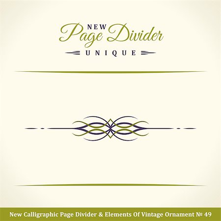 simsearch:400-07103208,k - New Calligraphic Page Divider and Element of vintage ornament. Elements for retro logo and vector crest, decorative border line. Pistachio royal border book Stock Photo - Budget Royalty-Free & Subscription, Code: 400-09031275