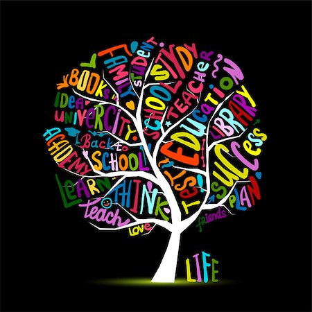 simsearch:400-07042264,k - Back to school, art tree for your design Vector illustration Stock Photo - Budget Royalty-Free & Subscription, Code: 400-09031387