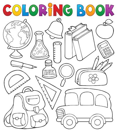 Coloring book school related objects 1 - eps10 vector illustration. Stock Photo - Budget Royalty-Free & Subscription, Code: 400-09031412