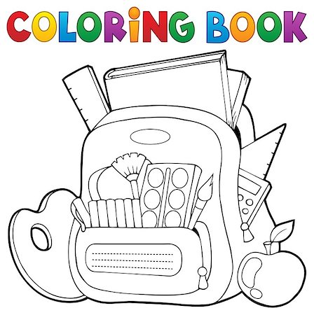 simsearch:400-04240970,k - Coloring book schoolbag theme 1 - eps10 vector illustration. Stock Photo - Budget Royalty-Free & Subscription, Code: 400-09031413