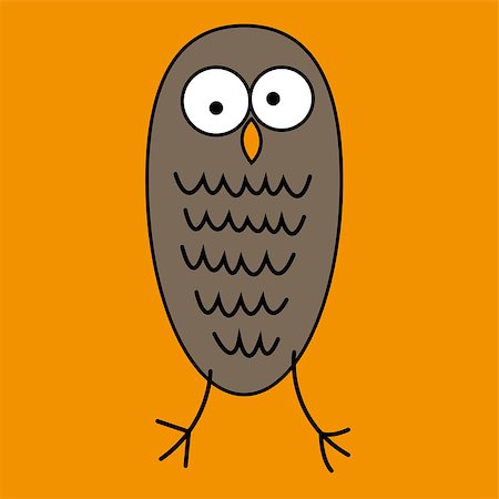 simsearch:400-07995476,k - Crazy funny owl with big eyes hand drawn. Vector illustration Stock Photo - Budget Royalty-Free & Subscription, Code: 400-09031626