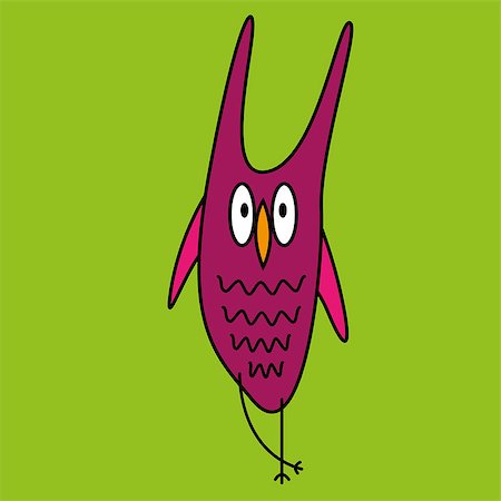 simsearch:400-07995476,k - Crazy funny owl hand drawn. Vector illustration Stock Photo - Budget Royalty-Free & Subscription, Code: 400-09032068