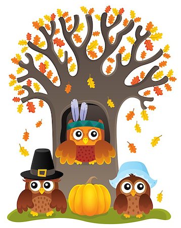 simsearch:400-04258210,k - Thanksgiving owls thematic image 5 - eps10 vector illustration. Stock Photo - Budget Royalty-Free & Subscription, Code: 400-09032305
