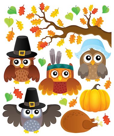 simsearch:400-04258210,k - Thanksgiving owls thematic set 1 - eps10 vector illustration. Stock Photo - Budget Royalty-Free & Subscription, Code: 400-09032308