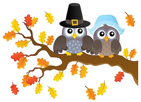 simsearch:400-04258210,k - Thanksgiving owls thematic image 1 - eps10 vector illustration. Stock Photo - Budget Royalty-Free & Subscription, Code: 400-09032301