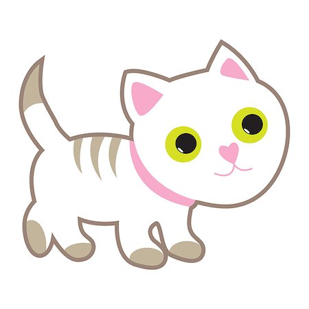 simsearch:400-08189024,k - Cute white cat with yellow eyes. Vector illustration Photographie de stock - Aubaine LD & Abonnement, Code: 400-09032513