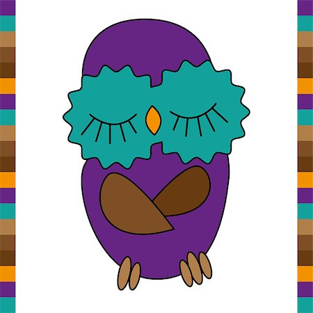 simsearch:400-07995476,k - Sleeping cute funny owl hand drawn. Vector illustration Stock Photo - Budget Royalty-Free & Subscription, Code: 400-09032529