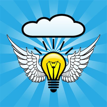 simsearch:400-04265413,k - Illustration of bulb with wings as a symbol of ideas. Stock Photo - Budget Royalty-Free & Subscription, Code: 400-09045853