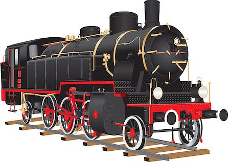 simsearch:400-04992228,k - A Vintage Black and Red Ten Wheeled Freight Locomotive with brass fittings isolated on white Foto de stock - Super Valor sin royalties y Suscripción, Código: 400-09046747