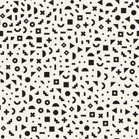 simsearch:400-08978166,k - Seamless primitive jumble minimalism patterns. Randomly scattered geometric shapes. Abstract retro background design Stock Photo - Budget Royalty-Free & Subscription, Code: 400-09046847