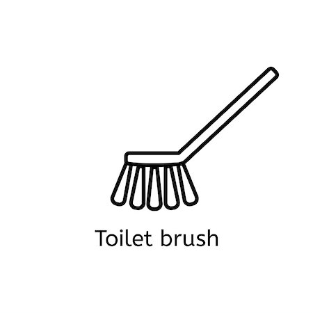 simsearch:400-08693600,k - Toilet brush simple line icon. Washing brush thin linear signs. Bathroom cleaning simple concept for websites, infographic, mobile app. Stock Photo - Budget Royalty-Free & Subscription, Code: 400-09048110