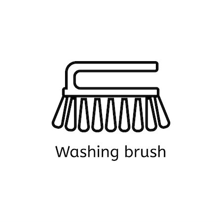 simsearch:400-08693600,k - Cleaning brush simple line icon. Washing brush thin linear signs. Toilet cleaning simple concept for websites, infographic, mobile app. Stock Photo - Budget Royalty-Free & Subscription, Code: 400-09048112
