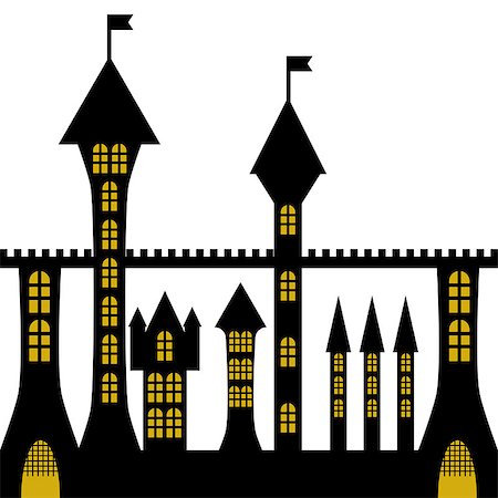 isolated vector ancient gothic castle black silhouette Stock Photo - Budget Royalty-Free & Subscription, Code: 400-09048485