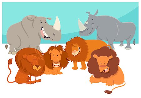 simsearch:400-08255624,k - Cartoon Illustration of Safari Wild Animal Characters Group Stock Photo - Budget Royalty-Free & Subscription, Code: 400-09049282