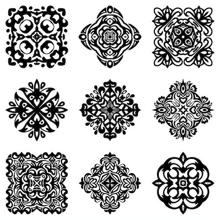 simsearch:400-06389983,k - set of stencil damask ornamental flourishes. luxury victorian design signs Stock Photo - Budget Royalty-Free & Subscription, Code: 400-09049507