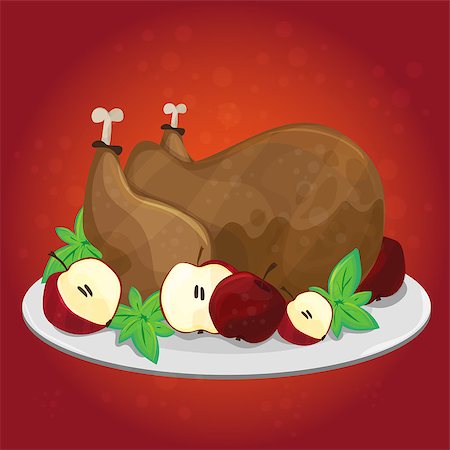 simsearch:400-04227157,k - Thanksgiving day. Greeting card with turkey, apples - Vector cartoon poster Stock Photo - Budget Royalty-Free & Subscription, Code: 400-09050049