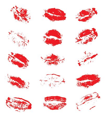 simsearch:400-04932642,k - Lipstick Kiss Prints Isolated on White Background. Vector Illustration. Photographie de stock - Aubaine LD & Abonnement, Code: 400-09050763