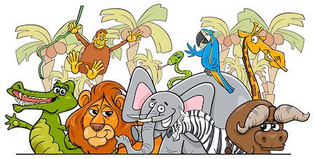 simsearch:400-04242031,k - Cartoon illustration of African Safari Wild Animal Characters Group Stock Photo - Budget Royalty-Free & Subscription, Code: 400-09050952