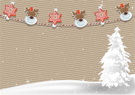 peg - Christmas Background with Striped Paper and Clothespin Decoration on a Rope - Xmas Illustration, Vector Stock Photo - Budget Royalty-Free & Subscription, Code: 400-09051074