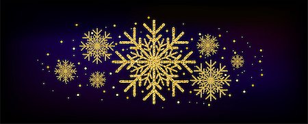 simsearch:400-07087316,k - Golden glitter gorgeous snowflake. Luxurious christmas design element with golden glitter snowflake, golden dust and sparkles. Golden snowflake vector illustration. Stock Photo - Budget Royalty-Free & Subscription, Code: 400-09051104