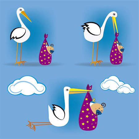 stork delivery - vector image Stock Photo - Budget Royalty-Free & Subscription, Code: 400-09051218