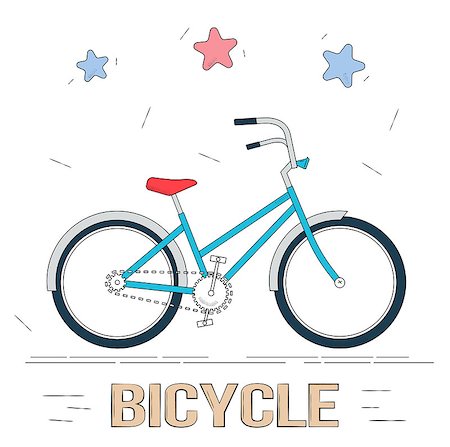 Bike in cartoon style. Trendy style for graphic design, Web site, social media, mobile app. Stock Photo - Budget Royalty-Free & Subscription, Code: 400-09051487