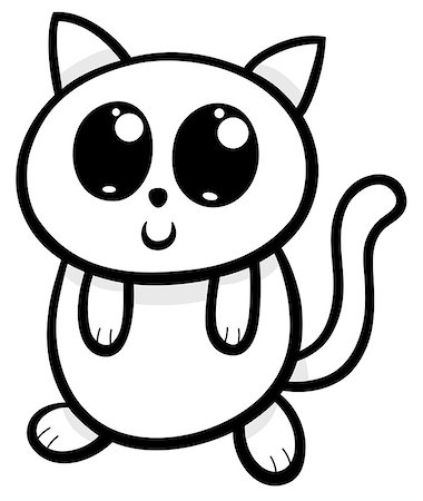simsearch:400-08189024,k - Cartoon Illustration of Kawaii Style Cute Cat or Kitten Photographie de stock - Aubaine LD & Abonnement, Code: 400-09052527