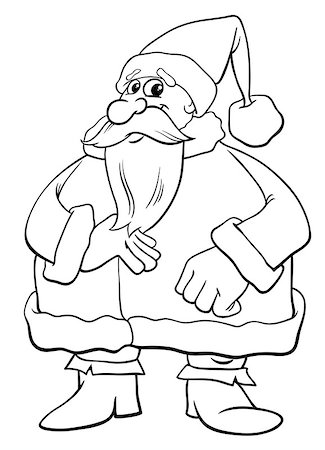 simsearch:400-08708552,k - Black and White Cartoon Illustration of Funny Santa Claus Christmas Character Coloring Book Stock Photo - Budget Royalty-Free & Subscription, Code: 400-09052556