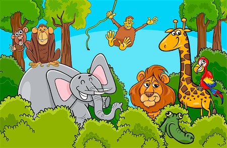 simsearch:400-04242031,k - Cartoon illustration of Funny Wild Animal Characters Group Stock Photo - Budget Royalty-Free & Subscription, Code: 400-09052552