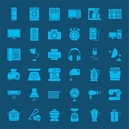 simsearch:400-04790475,k - Household Solid Web Icons. Vector Set of Electronics and Gadget Glyphs. Stock Photo - Budget Royalty-Free & Subscription, Code: 400-09064369