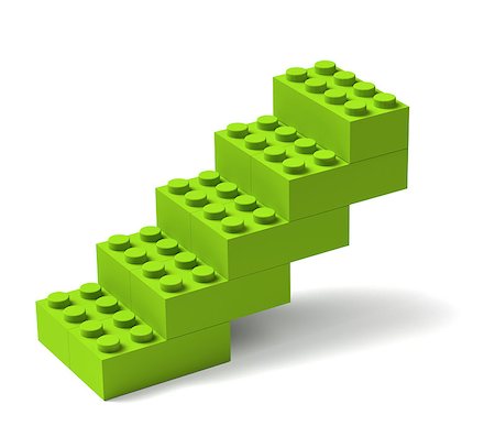 Stairs made of green toy building blocks 3D, advance progress growth concept Photographie de stock - Aubaine LD & Abonnement, Code: 400-09064427