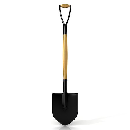 simsearch:400-05297250,k - Shovel isolated on white background. 3D render Stock Photo - Budget Royalty-Free & Subscription, Code: 400-09064965