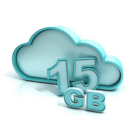 Cloud computing and database. 15 GB capacity. Concept of online storage. 3D render illustration isolated on white background Stock Photo - Budget Royalty-Free & Subscription, Code: 400-09067341