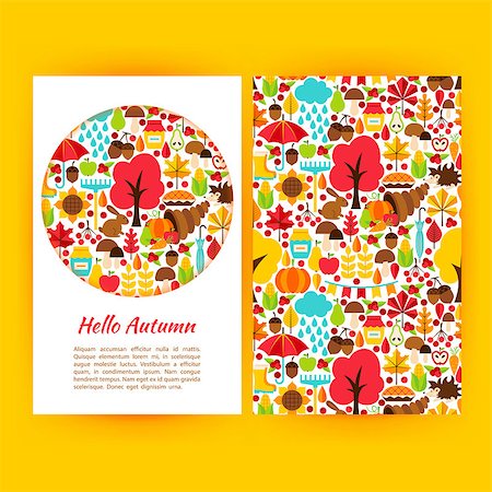 pumpkin leaf pattern - Hello Autumn Flyer Template. Vector Illustration of Fall Seasonal Concept. Stock Photo - Budget Royalty-Free & Subscription, Code: 400-09067538