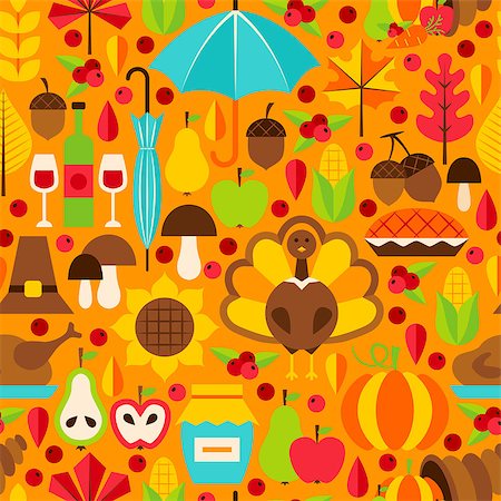 pumpkin leaf pattern - Thanksgiving Seamless Pattern. Vector Background. Autumn Holiday. Stock Photo - Budget Royalty-Free & Subscription, Code: 400-09067580