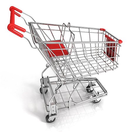 simsearch:400-04012842,k - Red shopping cart, isolated on white background Stock Photo - Budget Royalty-Free & Subscription, Code: 400-09068497